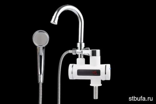 Кран с электроподогревом UNIPUMP BEF-001-03 с дисплеем и доп. душ лейкой