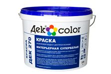Краска водно-дисперсионная супербелая матовая "Дек Color" ДЕК270 (10л/15,5кг) Краска водно-дисперсионная супербелая матовая "Дек Color" ДЕК270 (10л/15,5кг)